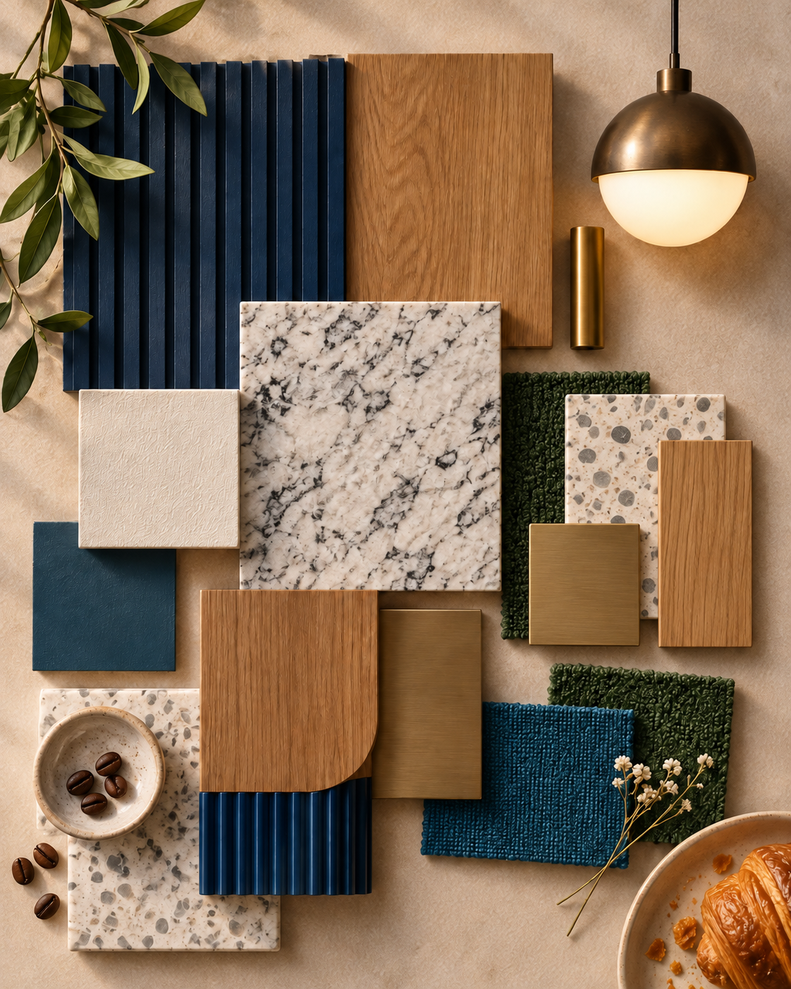 Moodboard de texturas y materiales para el proyecto MONDO